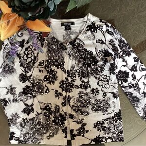 Style & Co. Black and White Sequin Cardigan in a Size P/S.